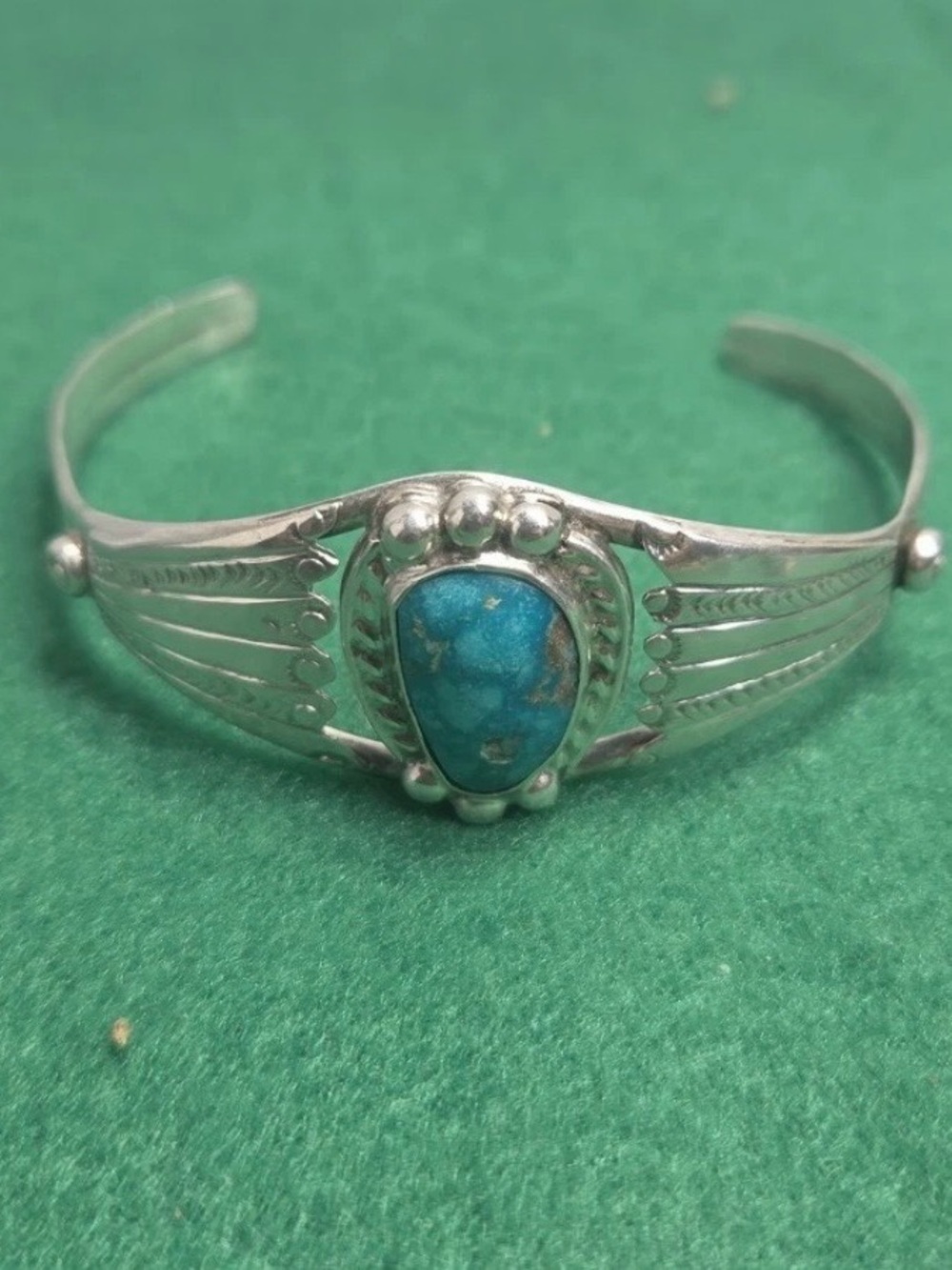 Sterling Silver Turquoise Cuff Bracelet - Blue Stone
